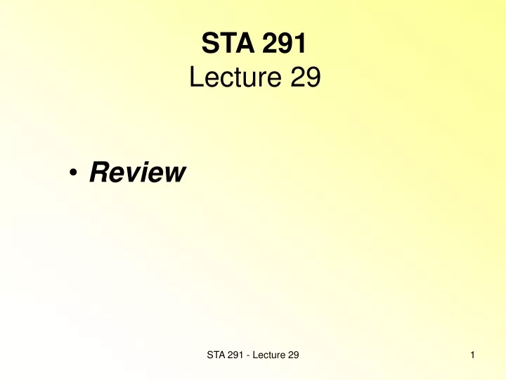 sta 291 lecture 29