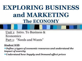 EXPLORING BUSINESS and MARKETING The ECONOMY
