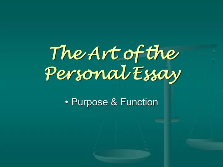 the art of the personal essay
