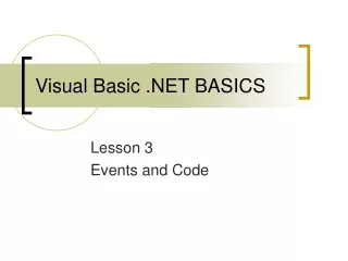 Visual Basic .NET BASICS