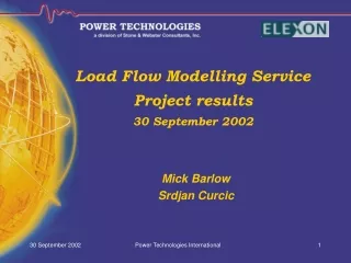 Load Flow Modelling Service Project results  30 September 2002