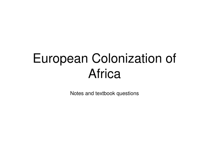 european colonization of africa