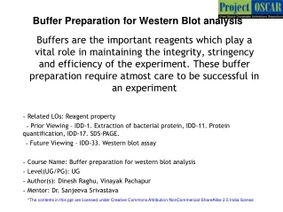 Buffer Preparation for Western Blot analysis