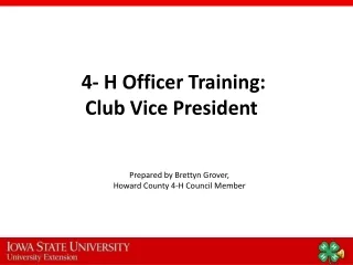 4- H Officer Training: Club Vice President