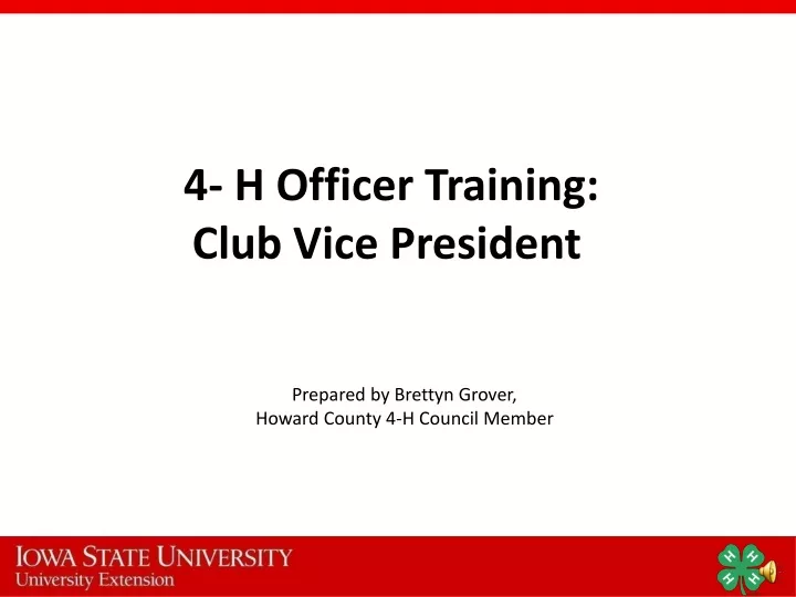 4 h officer training club vice president