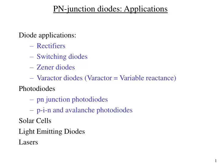 pn junction diodes applications