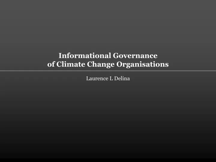 informational governance of climate change