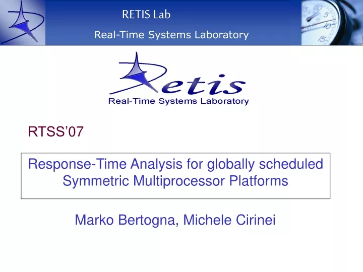 response time analysis for globally scheduled symmetric multiprocessor platforms