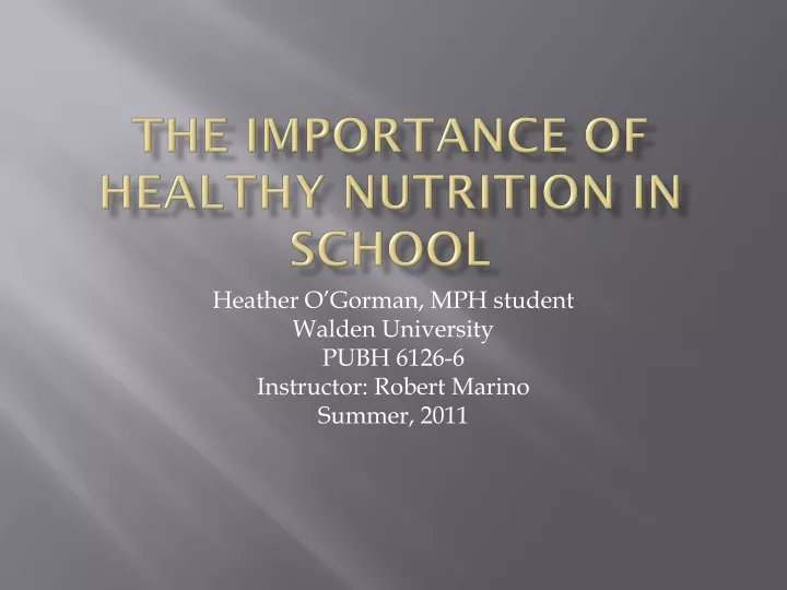 the importance of healthy nutrition in school