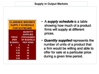 Supply in Output Markets