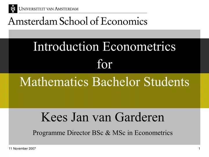 introduction econometrics for mathematics bachelor students