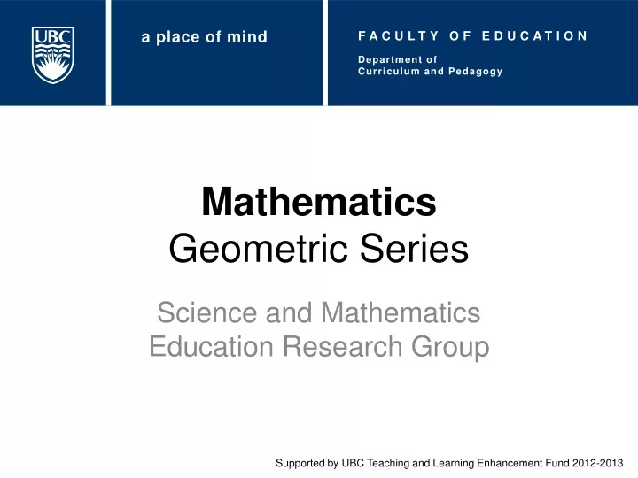 mathematics geometric series