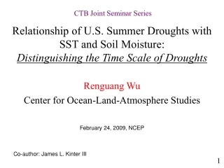 Renguang Wu Center for Ocean-Land-Atmosphere Studies
