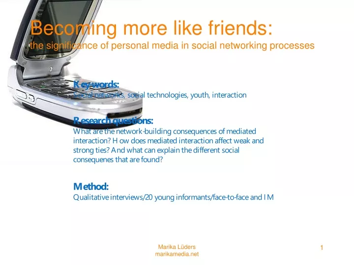 becoming more like friends the significance of personal media in social networking processes