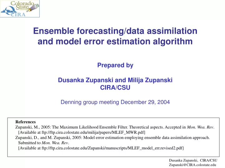 ensemble forecasting data assimilation and model