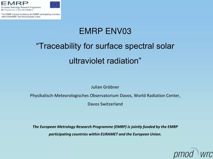 emrp env03 traceability for surface spectral