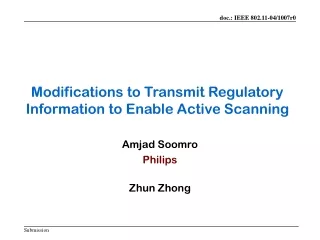 Modifications to Transmit Regulatory Information to Enable Active Scanning