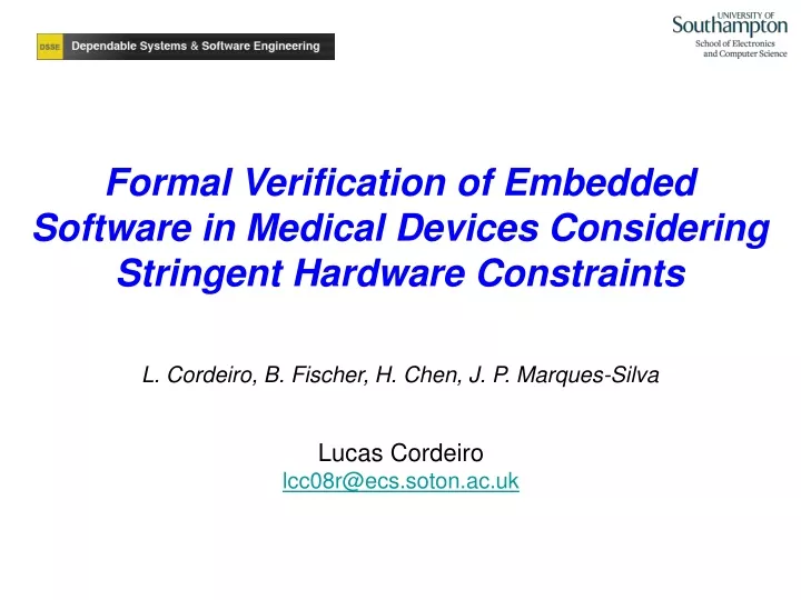 formal verification of embedded software