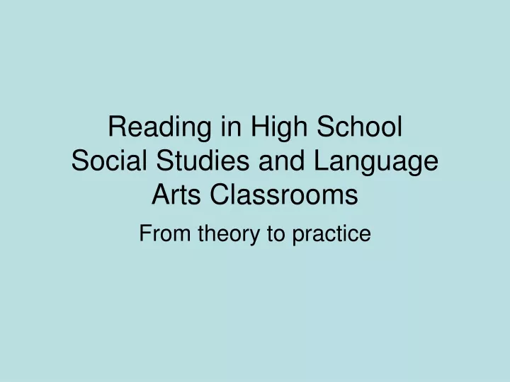 reading in high school social studies and language arts classrooms