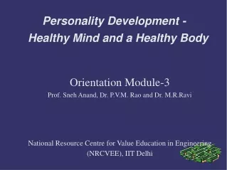 Personality Development - Healthy Mind and a Healthy Body