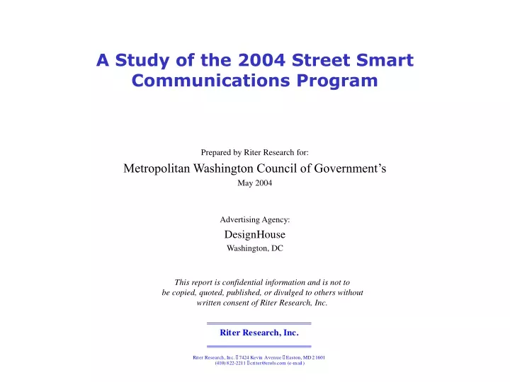 a study of the 2004 street smart communications program