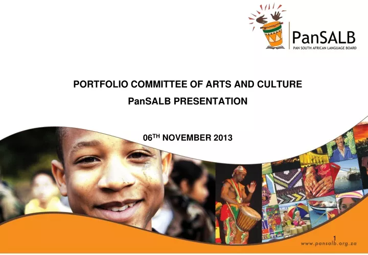 portfolio committee of arts and culture pansalb presentation 06 th november 2013