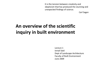 An overview of the scientific inquiry in built environment