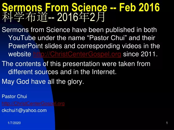 sermons from science feb 2016 2016 2