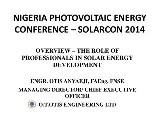 NIGERIA PHOTOVOLTAIC ENERGY CONFERENCE – SOLARCON 2014