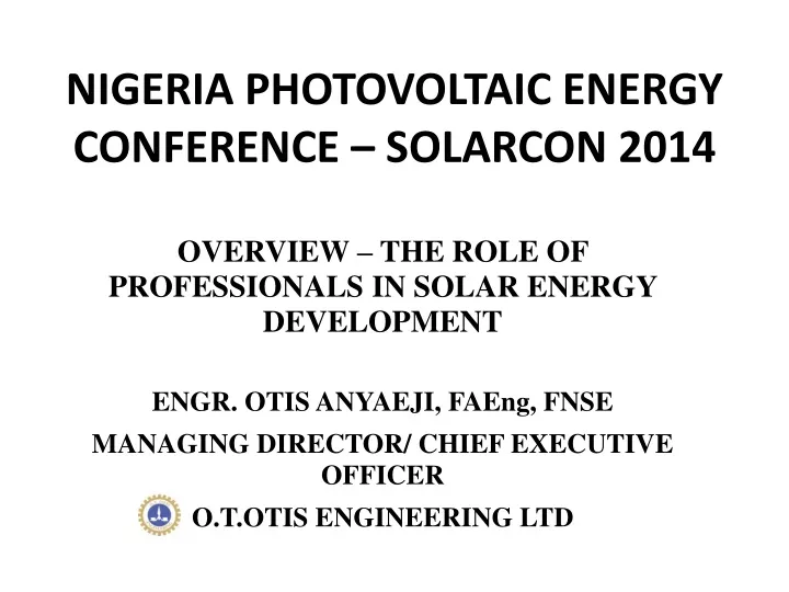 nigeria photovoltaic energy conference solarcon 2014