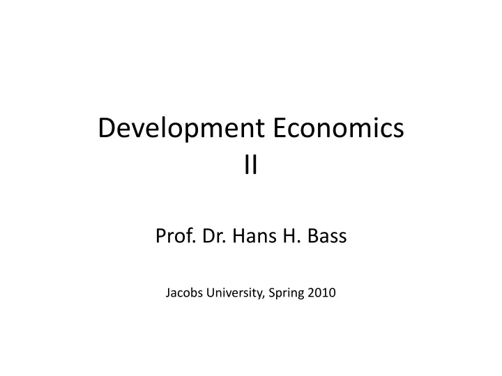 development economics ii