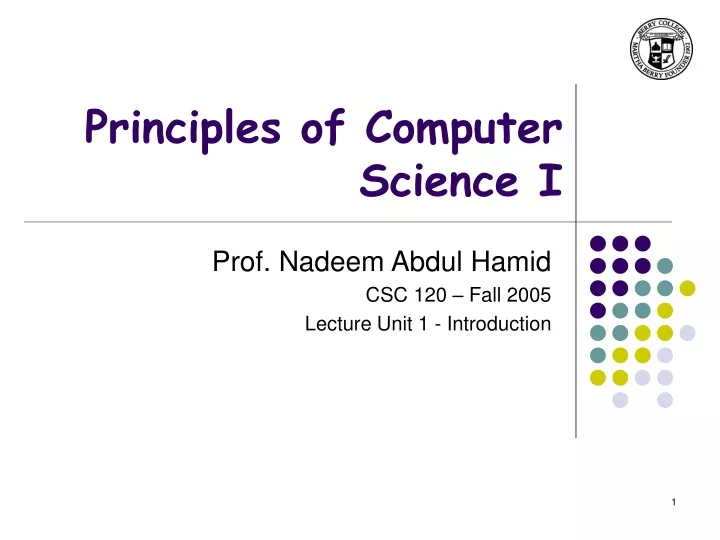 principles of computer science i
