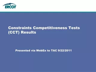 Constraints Competitiveness Tests (CCT) Results