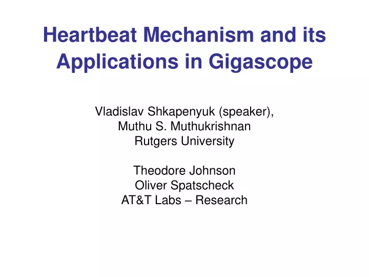 heartbeat mechanism and its applications in gigascope