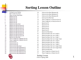 Sorting Lesson Outline