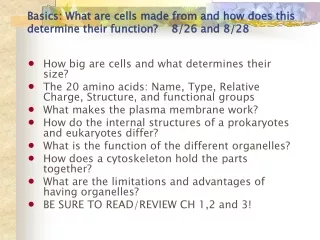 basics what are cells made from and how does this determine their function 8 26 and 8 28