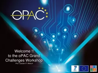 Welcome !! t o the oPAC Grand Challenges Workshop Prof.  Carsten P. Welsch