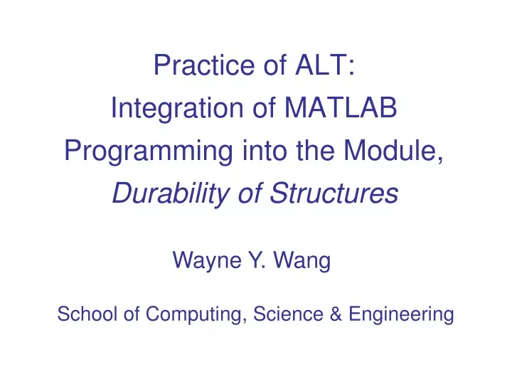 practice of alt integration of matlab programming into the module durability of structures