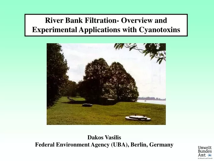 river bank filtration overview and experimental