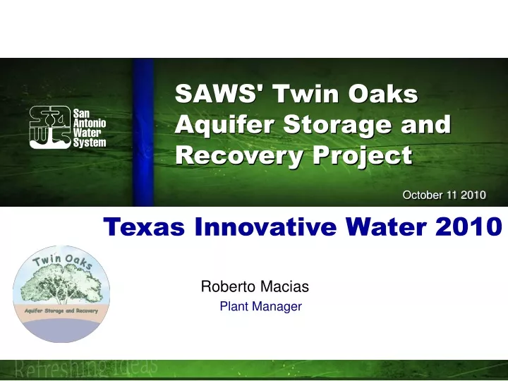 saws twin oaks aquifer storage and recovery