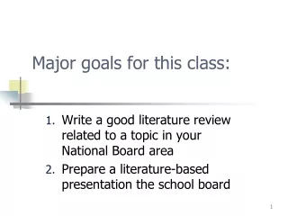 Major goals for this class: