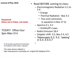 Lecture 8 Phys 1810