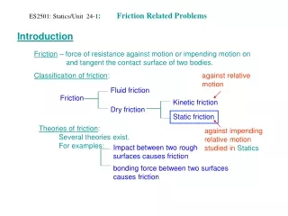 ES2501: Statics/Unit  24-1 :        Friction Related Problems