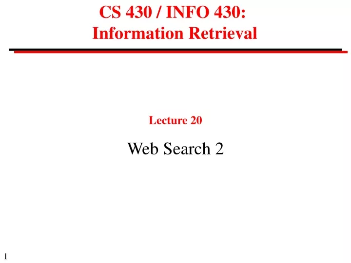 cs 430 info 430 information retrieval