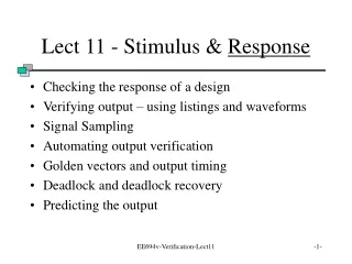 Lect 11 - Stimulus &amp;  Response