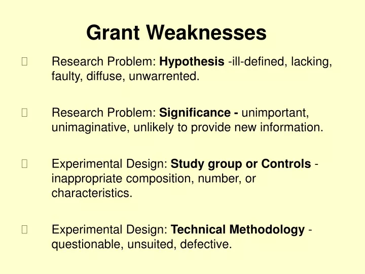 grant weaknesses