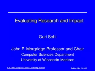 Evaluating Research and Impact