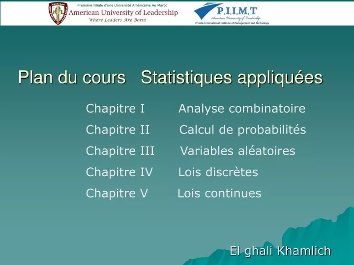 plan du cours statistiques appliqu es