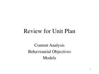 Review for Unit Plan