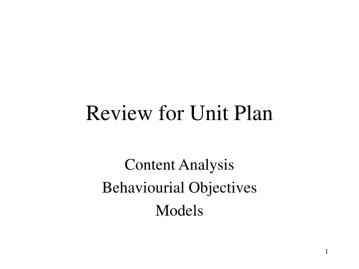 review for unit plan